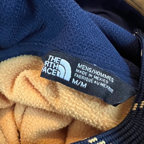 The North Face mens yellow and navy fleece hoodie size medium - Picture 3 of 3